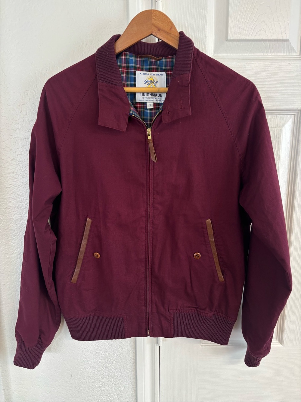 Golden Bear Vintage Naked Sheep Cotton Leather Details Red Jacket Size S‎